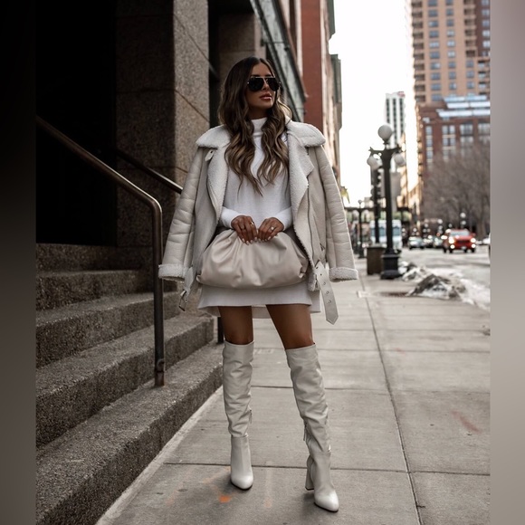 Zara | Leather Cream Knee Height Boots - Picture 13 of 14